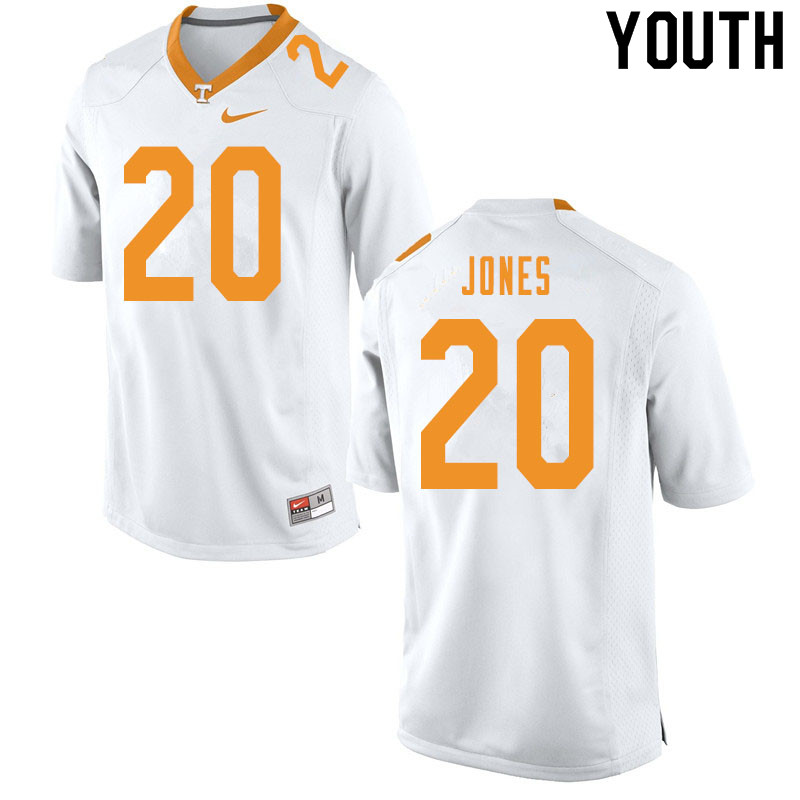 Youth #20 Miles Jones Tennessee Volunteers College Football Jerseys Sale-White - Click Image to Close